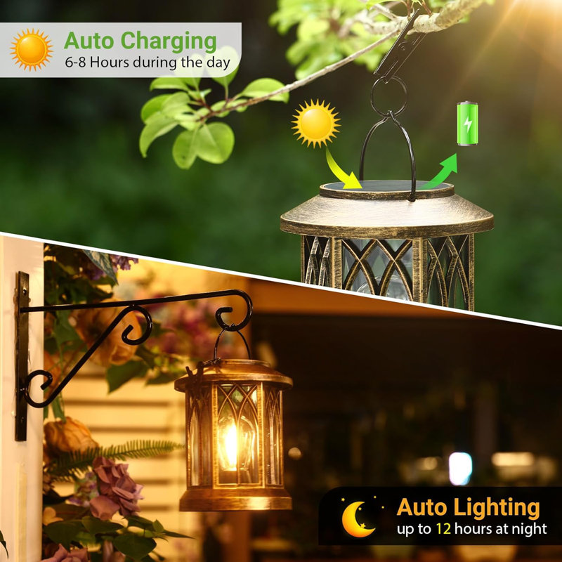 X MAX FURNITURE Solar Lanterns Outdoor Lights 4 Pack Bright Solar Lanterns Outdoor Waterproof With Clip Patio Decor Hanging Solar Lights For Outside Garden Yard Front Porch Table Decoration Antique Co...